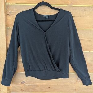 Banana Republic Black V-Neck Wrap Blouse